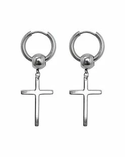 Flash Sale 😀 Cross Huggie Dangle Earrings - 18 Gauge 💯