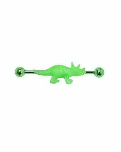 Top 10 ✨ Glow in the Dark Triceratops Industrial Barbell - 14 Gauge 🤩