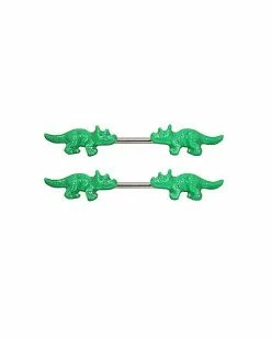 Flash Sale ✨ Glow In The Dark Triceratops Nipple Barbells - 14 Gauge 🥰