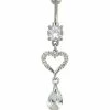 Flash Sale 🛒 CZ Heart Dangle Belly Ring - 14 Gauge 👏 -Playboy Shop 03488079 a