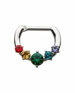 Top 10 🤩 Rainbow Gem Clicker Septum Ring - 16 Gauge ⌛