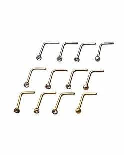 Cheap 🧨 Multi-Pack CZ L-Bend Nose Rings 12 Pack - 20 Gauge 🔥 -Playboy Shop 03488350 b