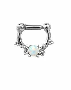 Coupon 😀 Opal-Effect Clicker Septum Ring - 14 Gauge 🎁