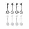 Flash Sale ❤️ Multi-Pack CZ Belly Rings With Retainers 8 Pack - 14 Gauge ✨ -Playboy Shop 03490745 a
