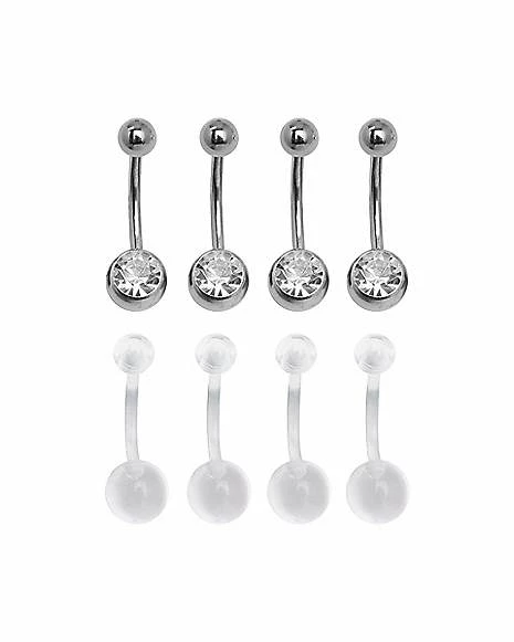 Flash Sale ❤️ Multi-Pack CZ Belly Rings With Retainers 8 Pack - 14 Gauge ✨ 3 Flash Sale ❤️ Multi-Pack CZ Belly Rings With Retainers 8 Pack - 14 Gauge ✨