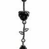 Cheapest ⌛ CZ Rose Dangle Belly Ring - 14 Gauge 😉 -Playboy Shop 03496635 a