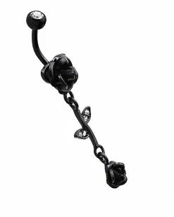 Cheapest ⌛ CZ Rose Dangle Belly Ring - 14 Gauge 😉 -Playboy Shop 03496635 b