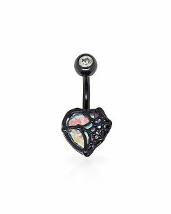 Discount 🎉 CZ Web Heart Belly Ring - 14 Gauge ✔️