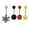 Buy 👍 Multi-Pack Glitter Leaf Belly Rings 4 Pack - 14 Gauge 💯 -Playboy Shop 03502291 a