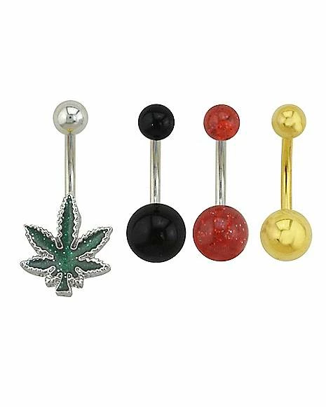 Buy π Multi-Pack Glitter Leaf Belly Rings 4 Pack - 14 Gauge π― 3 Buy π Multi-Pack Glitter Leaf Belly Rings 4 Pack - 14 Gauge π―