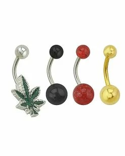 Buy π Multi-Pack Glitter Leaf Belly Rings 4 Pack - 14 Gauge π― 5 Buy π Multi-Pack Glitter Leaf Belly Rings 4 Pack - 14 Gauge π― -Playboy Shop 03502291 b