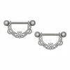 Wholesale 🥰 CZ Titanium Filigree Dangle Nipple Rings - 14 Gauge 🎉 -Playboy Shop 03502523 a