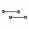 Deals 🌟 Titanium Blue Opal-Effect Nipple Barbells - 14 Gauge ❤️ -Playboy Shop 03502564 a