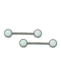 New 🔥 Opal-Effect Titanium Nipple Barbells - 14 Gauge 😉