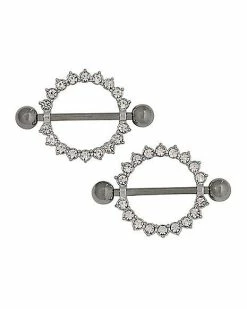 Buy 🥰 CZ Titanium Nipple Shields - 14 Gauge 💯