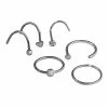 Flash Sale ✔️ Multi-Pack CZ Titanium Shape Screw Nose Rings and Hoop Nose Rings 6 Pack - 20 Gauge 🤩
