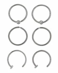Hot Sale 😍 Multi-Pack Titanium Hoop Nose Rings 6 Pack - 20 Gauge 🥰