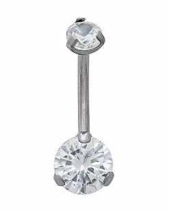 Best Sale ❤️ CZ Titanium Belly Ring - 14 Gauge 👏