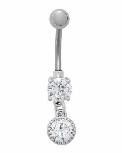 Best Sale 😉 CZ Titanium Dangle Belly Ring - 14 Gauge 👏