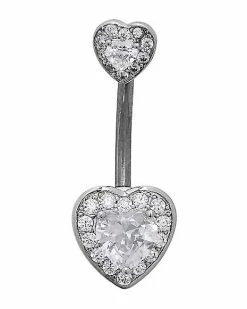 Best deal ⭐ CZ Heart Titanium Belly Ring - 14 Gauge ⌛