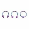 Outlet 💯 Teal and Purple Ombre Horseshoe Rings and Captive Rings 3 Pack - 16 Gauge 👏 -Playboy Shop 03502994 a