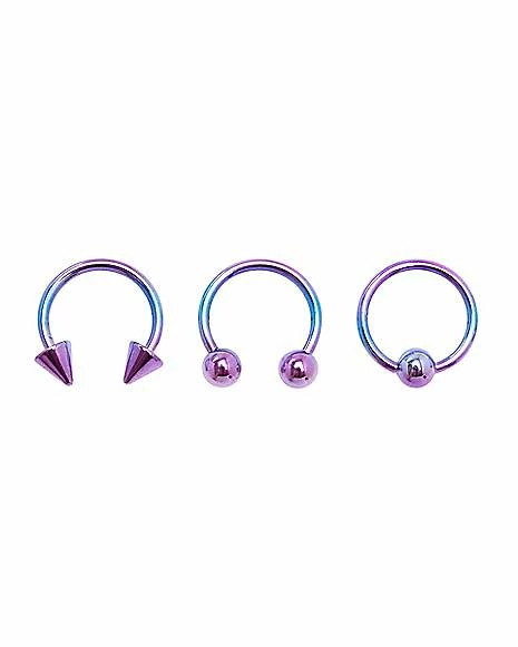 Outlet π― Teal and Purple Ombre Horseshoe Rings and Captive Rings 3 Pack - 16 Gauge π 3 Outlet π― Teal and Purple Ombre Horseshoe Rings and Captive Rings 3 Pack - 16 Gauge π
