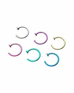 Top 10 🔔 Multi-Pack Colored Half Hoop Nose Rings 6 Pack - 20 Gauge 🌟 -Playboy Shop 03503042 b 1