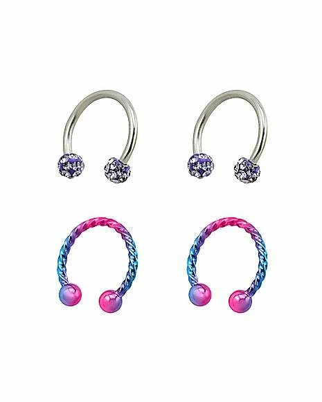 Cheap β€οΈ Multi-Color Horseshoe Rings 4 Pack - 16 Gauge π 4 Cheap β€οΈ Multi-Color Horseshoe Rings 4 Pack - 16 Gauge π - Image 2