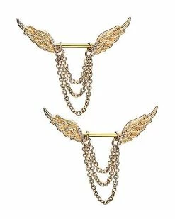 Flash Sale π Goldtone Wing Dangle Nipple Barbells - 14 Gauge π