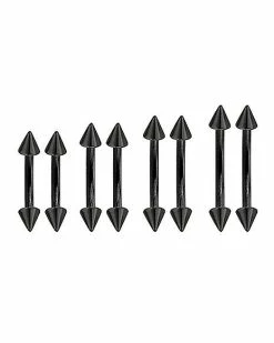 Promo 🥰 Black Spiked Curved Barbell 8 Pack - 16 Gauge ❤️