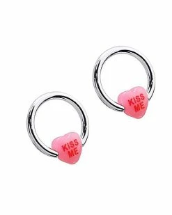 Hot Sale 🎁 Multi-Pack Kiss Me Nipple Rings and Nipple Barbells 2 Pair - 14 Gauge 🎉 -Playboy Shop 03504289 b