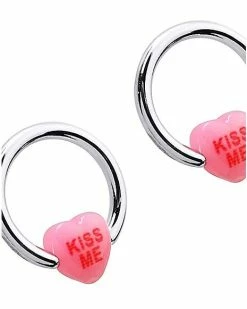 Hot Sale 🎁 Multi-Pack Kiss Me Nipple Rings and Nipple Barbells 2 Pair - 14 Gauge 🎉 -Playboy Shop 03504289 c