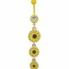 Hot Sale 🥰 Yellow CZ Sunflower Dangle Belly Ring - 14 Gauge 🔥 -Playboy Shop 03504347 a
