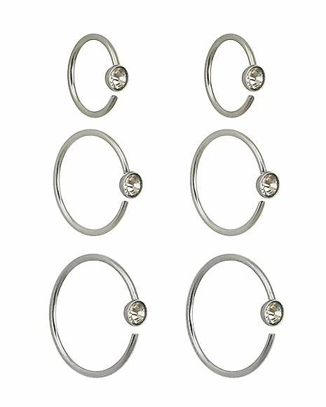 Coupon 🔔 CZ Multi-Size Hoop Nose Rings 6 Pack - 20 Gauge ❤️ 3 Coupon 🔔 CZ Multi-Size Hoop Nose Rings 6 Pack - 20 Gauge ❤️