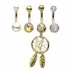 Best Sale ⌛ Multi-Pack Goldtone CZ Dreamcatcher Belly Rings 4 Pack - 14 Gauge 😍 -Playboy Shop 03504669 a