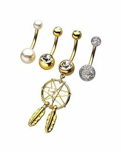 Best Sale β Multi-Pack Goldtone CZ Dreamcatcher Belly Rings 4 Pack - 14 Gauge π 5 Best Sale β Multi-Pack Goldtone CZ Dreamcatcher Belly Rings 4 Pack - 14 Gauge π -Playboy Shop 03504669 b
