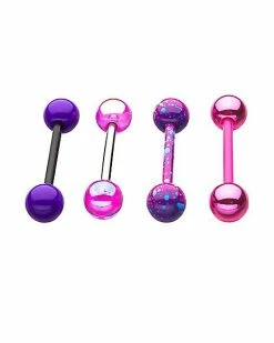 Best Sale 👍 Multi-Pack Splatter Barbells 4 Pack - 14 Gauge 👏