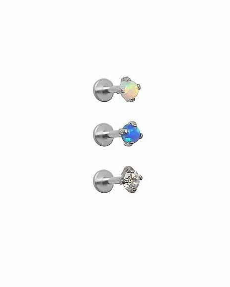 Best Sale π Multi-Pack Opal-Effect CZ Labret Lip Rings 3 Pack - 16 Gauge π 3 Best Sale π Multi-Pack Opal-Effect CZ Labret Lip Rings 3 Pack - 16 Gauge π