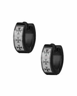 Coupon 😀 Cross Huggie Earrings - 18 Gauge ⌛