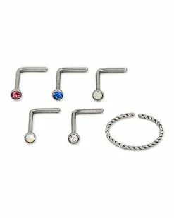 Hot Sale 👏 Nose Hoop and Stud 6 Pack - 20 Gauge 😀