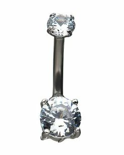 Discount 🤩 CZ Clear Gem Belly Ring - 14 Gauge 😀