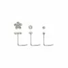 Hot Sale ⌛ Multi-Pack CZ Silvertone Flower L Bend Nose Rings 3 Pack - 22 Gauge 🤩 -Playboy Shop 03514080 a