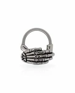 Hot Sale 😉 Skeleton Hand Clicker Septum Ring - 16 Gauge 👏