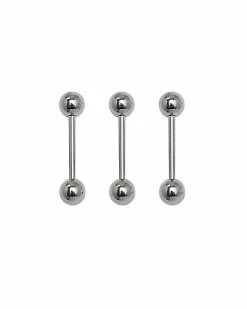 Budget ⌛ Silvertone Nipple Barbells 3 Pack - 14 Gauge ✔️