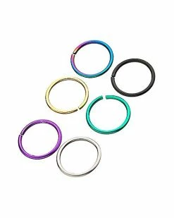 Discount 🔔 Multi-Pack Rainbow Hoop Nose Rings 6 Pack - 20 Gauge 😍 -Playboy Shop 03516515 b