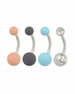 Cheap ⭐ Multi-Pack Matte Pastel Belly Rings 4 Pack - 14 Gauge 👍 -Playboy Shop 03517604 b
