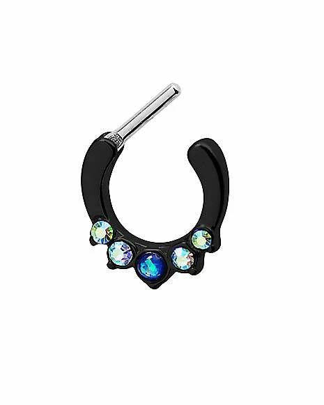 Cheap β Black Multi-Colored Gem Clicker Septum Ring β 16 Gauge π₯° 4 Cheap β Black Multi-Colored Gem Clicker Septum Ring β 16 Gauge π₯° - Image 2