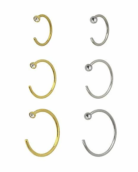 Promo ✨ Multi-Pack CZ Nose Ring 6 Pack - 18 Gauge ✔️ 3 Promo ✨ Multi-Pack CZ Nose Ring 6 Pack - 18 Gauge ✔️