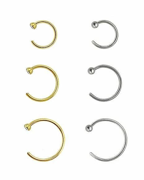 Promo ✨ Multi-Pack CZ Nose Ring 6 Pack - 18 Gauge ✔️ 4 Promo ✨ Multi-Pack CZ Nose Ring 6 Pack - 18 Gauge ✔️ - Image 2