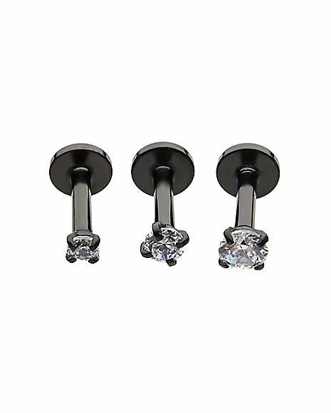 Hot Sale β¨ Multi-Pack Black CZ Labret Lip Rings 3 Pack - 16 Gauge π 3 Hot Sale β¨ Multi-Pack Black CZ Labret Lip Rings 3 Pack - 16 Gauge π